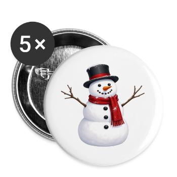 Schneemann - Buttons groß 56 mm (5er Pack) - Weiß - Vorne