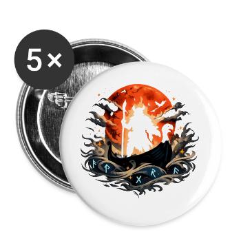 Vikingerschiff im Mondrot - Buttons groß 56 mm (5er Pack) - Weiß - Vorne