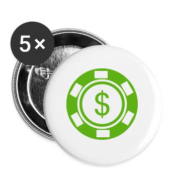 Fischspoker - Buttons groß 56 mm (5er Pack) - Weiß - Vorne