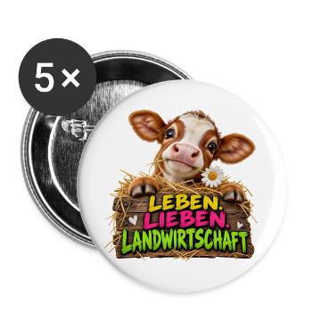 Leben Lieben Landwirtschaft - Buttons groß 56 mm (5er Pack) - Weiß - Vorne