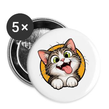 Ungezogenes Kätzchen auf orangefarbenem Hintergrund - Buttons groß 56 mm (5er Pack) - Weiß - Vorne