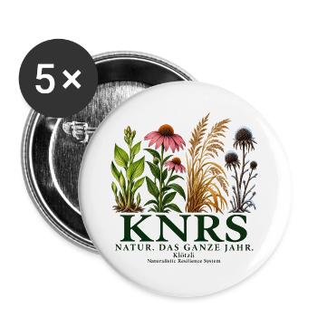 Natur Ganzes Jahr Kräuter Gräser - Buttons groß 56 mm (5er Pack) - Weiß - Vorne