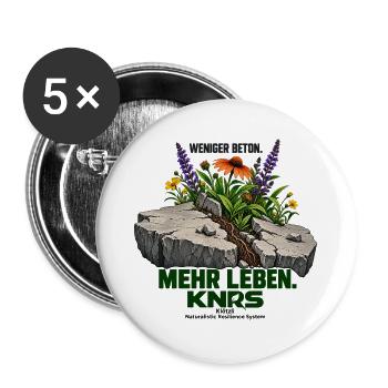 Beton trifft Natur: Blühende Risse - Buttons groß 56 mm (5er Pack) - Weiß - Vorne