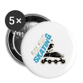 Inline Skating Retro Inliner Design - Buttons groß 56 mm (5er Pack) - Weiß - Vorne