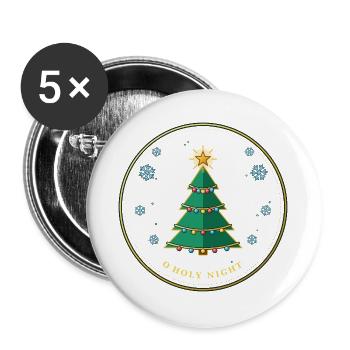 Weihnachtsbaum mit Sternenkranz - Buttons groß 56 mm (5er Pack) - Weiß - Vorne