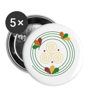 Triskel - Der ewige Kreislauf - Buttons groß 56 mm (5er Pack) - Weiß - Vorne