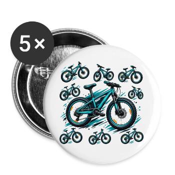 Türkisfarbenes Fahrrad in Burst - Buttons groß 56 mm (5er Pack) - Weiß - Vorne