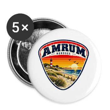 Amrum - Nordsee - Insel - Wittdün - Nebel Norddorf - Buttons groß 56 mm (5er Pack) - Weiß - Vorne