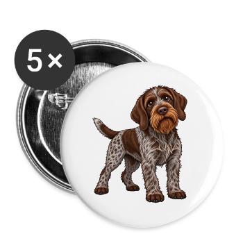 Griffon Korthals Kawaii Style – Süßer Hund - Buttons groß 56 mm (5er Pack) - Weiß - Vorne