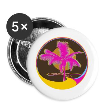 Sommer-Strand und Gute Laune - Buttons groß 56 mm (5er Pack) - Weiß - Vorne