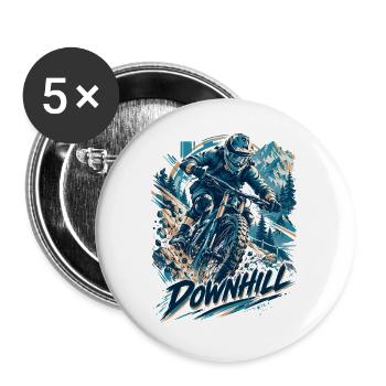 Downhill MTB Motivation – Vollgas Mountainbike - Buttons groß 56 mm (5er Pack) - Weiß - Vorne