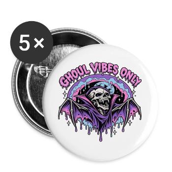 Ghoul Vibes Bat Halloween - Buttons groß 56 mm (5er Pack) - Weiß - Vorne