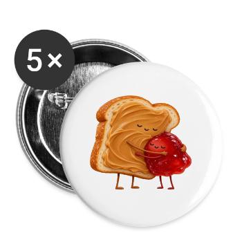 Kuschelt Toast mit Marmelade - Buttons groß 56 mm (5er Pack) - Weiß - Vorne