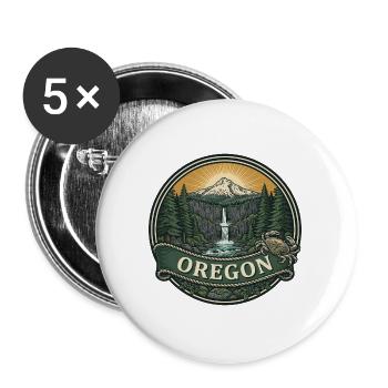 Oregon Multnomah Falls Mount Hood Reisegeschenk - Buttons groß 56 mm (5er Pack) - Weiß - Vorne