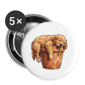 Siesta Welpe - Buttons groß 56 mm (5er Pack) - Weiß - Vorne