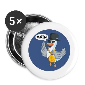 Moin Coole Hip Hop Möwe - Buttons groß 56 mm (5er Pack) - Weiß - Vorne