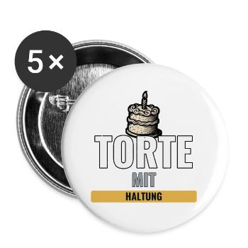 Geschenk für Hobbybäcker mit ihrem ersten Festtags - Buttons groß 56 mm (5er Pack) - Weiß - Vorne