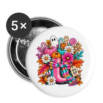 Hey Boo Herbst-Halloween - Buttons groß 56 mm (5er Pack) - Weiß - Vorne