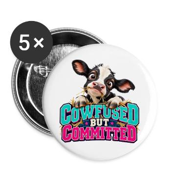 Cowfused But Committed - Buttons groß 56 mm (5er Pack) - Weiß - Vorne