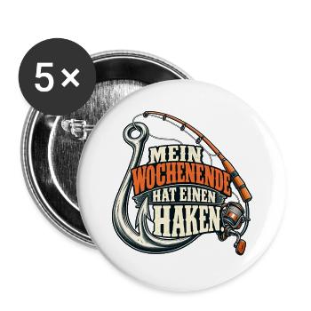 Mein Wochenende hat einen Haken – Lustiges Retro-A - Buttons groß 56 mm (5er Pack) - Weiß - Vorne