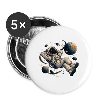 Astronaut im Orbit: Bunte Planeten - Buttons groß 56 mm (5er Pack) - Weiß - Vorne