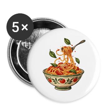 Spaghetti Schüssel Illustration - Buttons groß 56 mm (5er Pack) - Weiß - Vorne