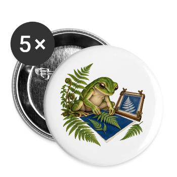 Frosch fertigt eine Farn-Cyanotypie - Buttons groß 56 mm (5er Pack) - Weiß - Vorne