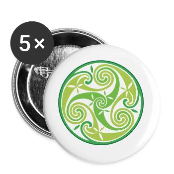 Grünes keltisches Triskel - Buttons groß 56 mm (5er Pack) - Weiß - Vorne