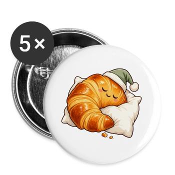 Schlafendes Croissant - Buttons groß 56 mm (5er Pack) - Weiß - Vorne