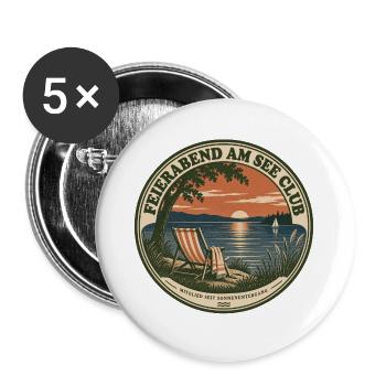 Feierabendsee - Buttons groß 56 mm (5er Pack) - Weiß - Vorne