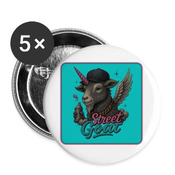 Straßenziege Graffiti Stil - Buttons groß 56 mm (5er Pack) - Weiß - Vorne