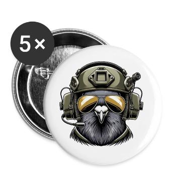 Militär Taube - Buttons groß 56 mm (5er Pack) - Weiß - Vorne