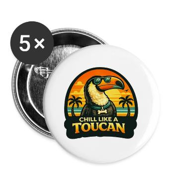 Chill wie ein Toucan - Buttons groß 56 mm (5er Pack) - Weiß - Vorne