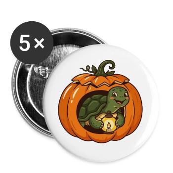 KürbisLaterne Schildkröte - Buttons groß 56 mm (5er Pack) - Weiß - Vorne