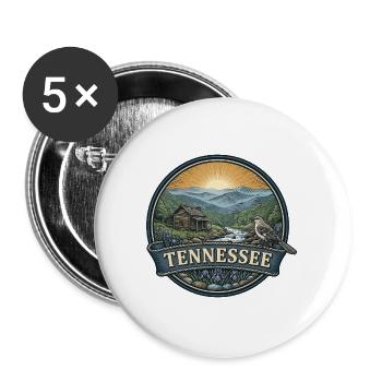 Tennessee Smoky Mountains Retro-Reiseabzeichen - Buttons groß 56 mm (5er Pack) - Weiß - Vorne