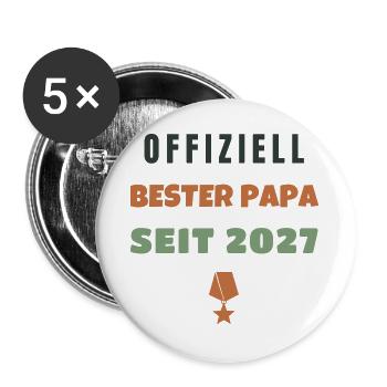 Offiziell Bester Papa seit 2027 Geschenk Werdender - Buttons groß 56 mm (5er Pack) - Weiß - Vorne