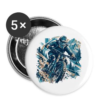 Vollgas Mountainbike – Spüre das Adrenalin! - Buttons groß 56 mm (5er Pack) - Weiß - Vorne