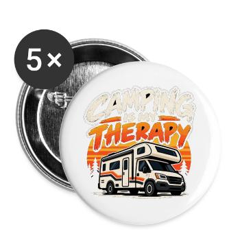 Camping Is My Therapy – Wohnmobil Camper - Buttons groß 56 mm (5er Pack) - Weiß - Vorne
