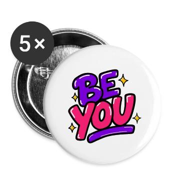 GEN Z ZITIERT TYPOGRAFIEDESIGN – Be You - Buttons groß 56 mm (5er Pack) - Weiß - Vorne