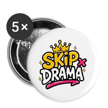 GEN Z ZITATE – Spring Drama Crown Graphic Tee - Buttons groß 56 mm (5er Pack) - Weiß - Vorne