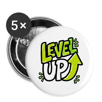 GEN Z ZITIERT TYPOGRAFIEDESIGN – Level Up Neon - Buttons groß 56 mm (5er Pack) - Weiß - Vorne