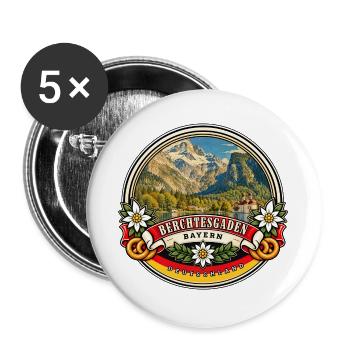 Berchtesgaden Bayern Vintage Reisedesign - Buttons groß 56 mm (5er Pack) - Weiß - Vorne