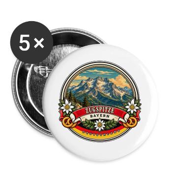 Zugspitze Bayern Vintage Reisedesign - Buttons groß 56 mm (5er Pack) - Weiß - Vorne