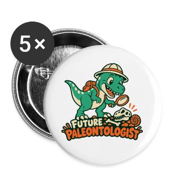 Future Paleontologist / Dino Forscher - Buttons groß 56 mm (5er Pack) - Weiß - Vorne