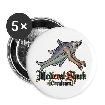 Mittelalterlicher Hai (Ceruleum) - Buttons groß 56 mm (5er Pack) - Weiß - Vorne