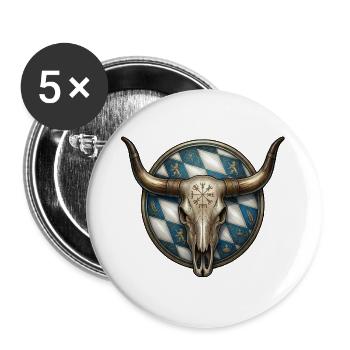Bayern Schädel Nordmann - Buttons groß 56 mm (5er Pack) - Weiß - Vorne