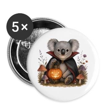 Vampir-Halloween-Koala mit Laterne - Buttons groß 56 mm (5er Pack) - Weiß - Vorne