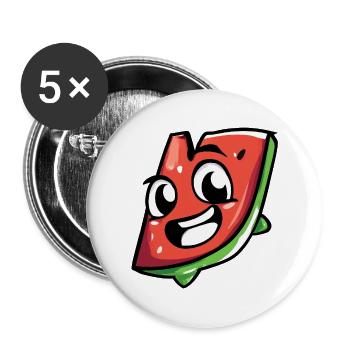 Frech-fröhliche Wassermelonen Scheibe - Buttons groß 56 mm (5er Pack) - Weiß - Vorne