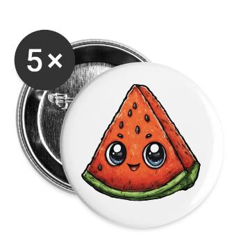 Kawaii Wassermelonen Slice - Buttons groß 56 mm (5er Pack) - Weiß - Vorne