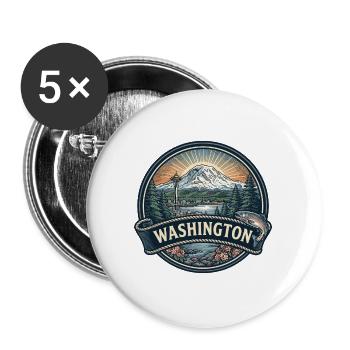 Washington Mount Rainier Space Needle Geschenk - Buttons groß 56 mm (5er Pack) - Weiß - Vorne